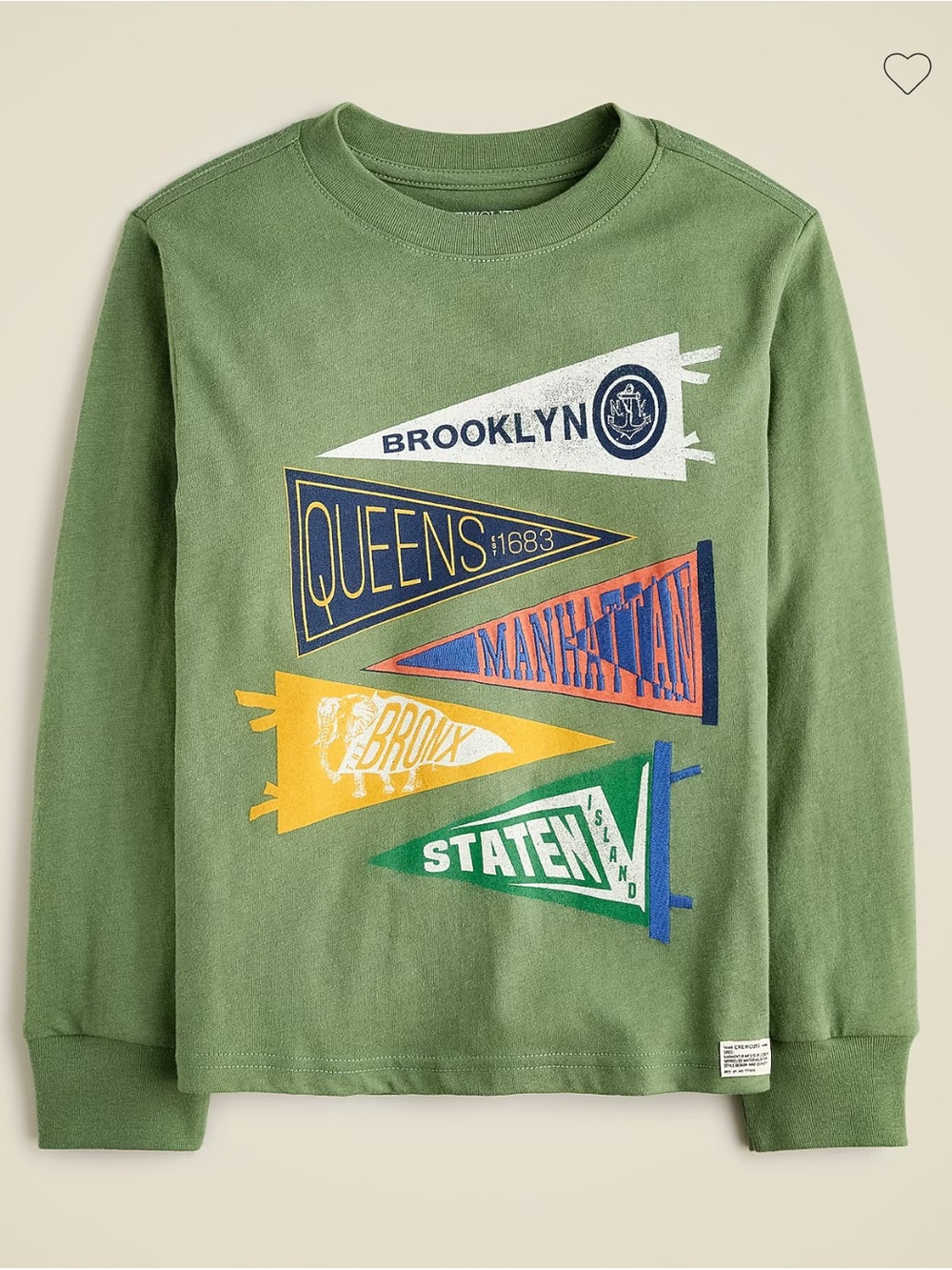 NWOT J Crew Crewcuts Kids' Long-Sleeve Boroughs Graphic T-shirt Size: L(10-11)